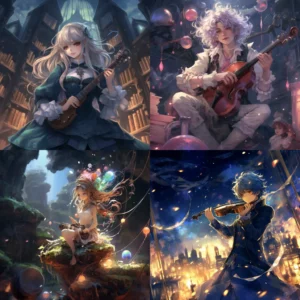 Midjourney Prompt for Music Mage Anime Character Design